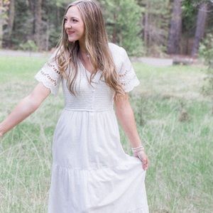 One loved babe original design white eyelet maxi dress